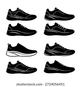 Multi-Pack Grid of Athletic Sneaker Silhouettes for Footwear Inventory and Sportswear Catalogs