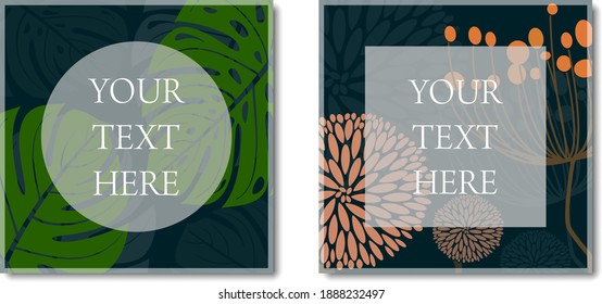 multi-page botanical and floral layout template with copy space for text vector illustration.