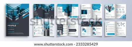 Multipage company profile business brochure design layout, Corporate brochure editable template with cover page, minimalist A4 16 pages brochure design with modern concept