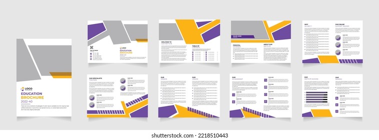 Multipage creative kid education brochure template design or 16 Page School, college, and university, brochure design layout bifold brochure, annual report template, annual report