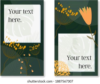 multi-page floral and botanical layout template with copy space for text vector illustration.