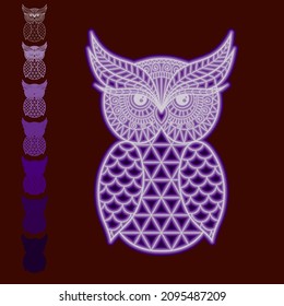 multipal layered Laser cut template. Owl silhouette isolated. Vector illustration hand drawn. Vintage paper cut style. Fantasy birds isolated. Ornamental bird for your design.