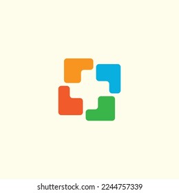 mehrteilige Farbzeichen plus Symbol. Vektorgrafik