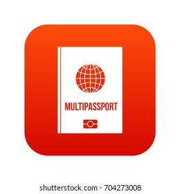Multipassport icon digital red for any design isolated on white vector illustration