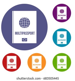 Multipassport icons set