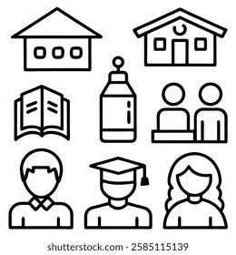 multipe items line art icon design vector type. eps file