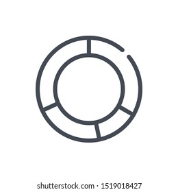 Multi-pie charts line icon. Circle diagram vector outline sign.