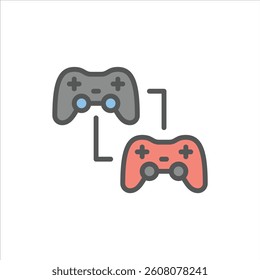 Multiplayer filled outline icon. gaming color line illustration.