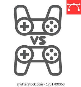 Multiplayer game line icon, video games and gamepad, game consoles sign vector graphics, editable stroke linear icon, eps 10