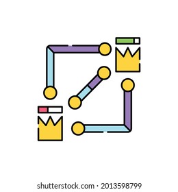 Multiplayer Online-Schlachtarena-Spiel с farbige Linie Symbol. Computerspiele Genres. Piktogramm für Webseiten, mobile App, Promo. UI UX GUI Design Element. Bearbeitbarer Strich.