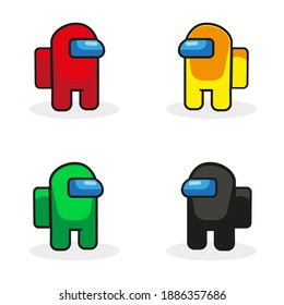 multiplayer online game multicolor Among Us characters, vector illustration editorial content on white background.10eps