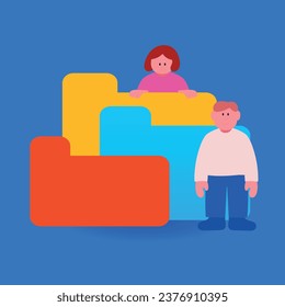 Múltiples carpetas 2d y caracteres humanos