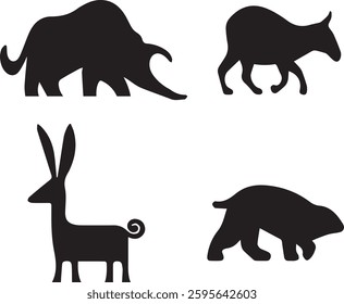 "Multiple animal silhouettes including horses and llamas. Great for farm and wildlife illustrations."