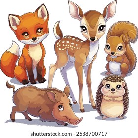 multiple animal sticker stock photos illustration