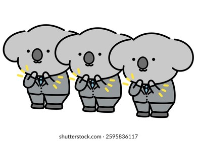 Multiple anthropomorphic koala characters clapping.
