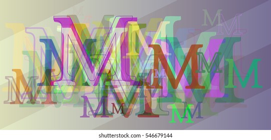 multiple app above card, infographic in mixed M Alphabet