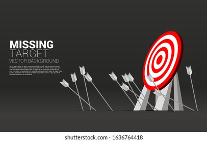 Multiple arrow missed hitting target mark and fail archery goal inaccurate  to purpose concept on background flat vector illustration. 29269510 Vector  Art at Vecteezy