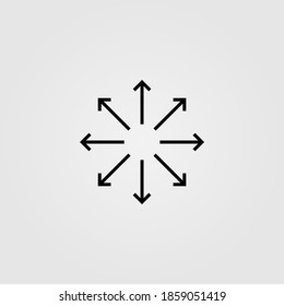 Multiple arrow direction icon in line design style. Abstract vector illustration for infographics, presentation and UI design.