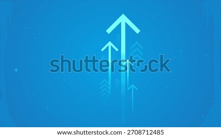 Multiple arrows moving up together represent companies scaling up, increasing revenue streams, and achieving higher market performance in Business concepts