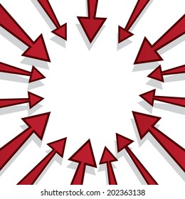 Multiple arrows pointing at an empty space 