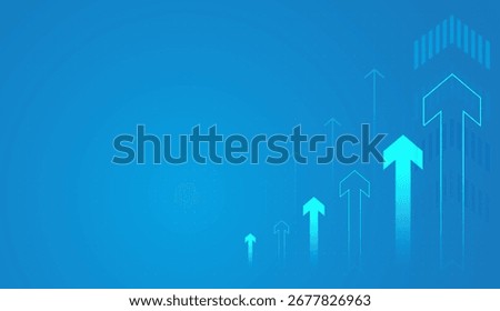 Multiple arrows pointing upward for trade on light blue background With Market shares element arrows rising upward, this image captures the essence of positive trends