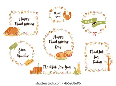 Multiple Autumn Thanksgiving Foliage Frame Design Templates with Hand Lettering