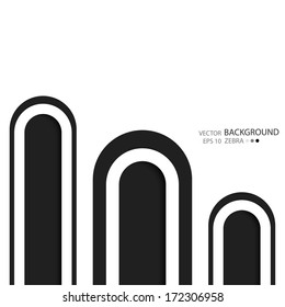 Multiple Background of different stripes of black and white paper overlay each other.