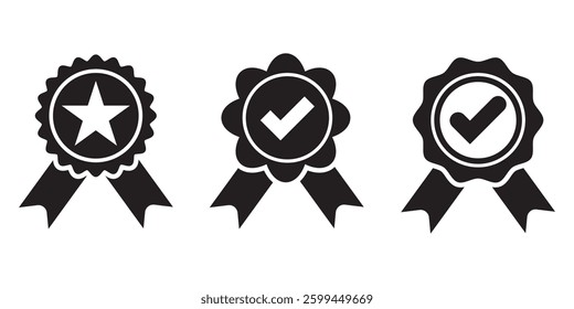 Multiple Batch Winning award, prize, medal or badge flat icon for apps and websites white background. Approved or certified medal icon. Batch symbol. EPS 10