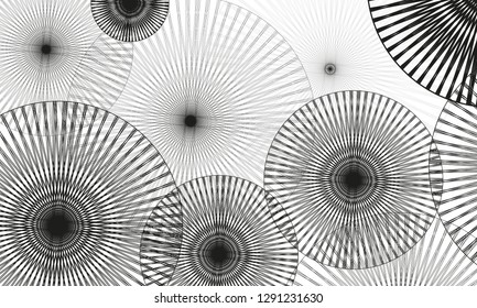 Multiple black circles overlap on white background, Black circle  pattern background