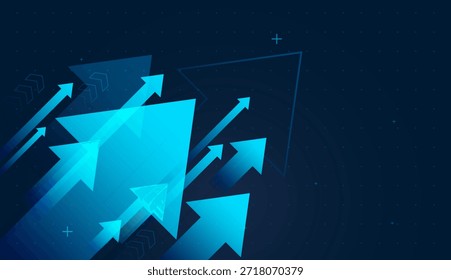 Multiple blue arrows race upward, symbolizing strong market performance. blue arrows abstract background material design

