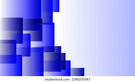 Multiple blue fading squares side frame with white blue copy space background