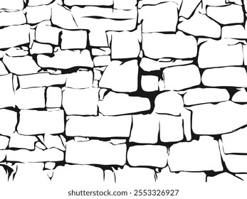 Multiple bricks stacked together as a background, Abstract Black and white brick wall texture.