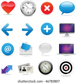 Multiple business icons related to communications. Vector.
