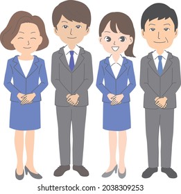Multiple business people welcoming you side by side with a smile