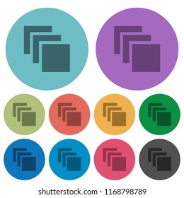 Multiple canvases darker flat icons on color round background