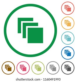 Multiple canvases flat color icons in round outlines on white background