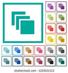 Multiple canvases flat color icons with quadrant frames on white background