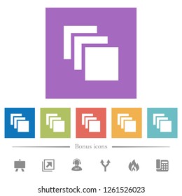 Multiple canvases flat white icons in square backgrounds. 6 bonus icons included.