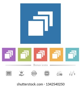 Multiple canvases flat white icons in square backgrounds. 6 bonus icons included.