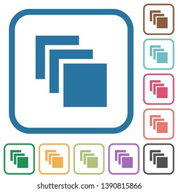 Multiple canvases simple icons in color rounded square frames on white background