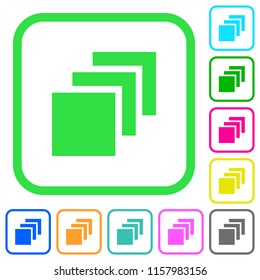 Multiple canvases vivid colored flat icons in curved borders on white background