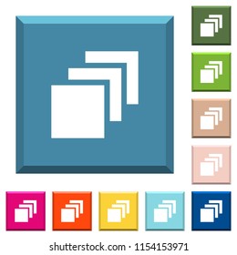 Multiple canvases white icons on edged square buttons in various trendy colors