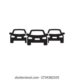 multiple car traffic jam front view vector icon urban transport congestion highway commute vehicle line road city mobility fleet group transport street way