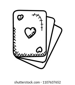 
Multiple cards with heart shape design doodle showing the poker cards.
