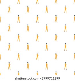 Multiple cartoon men in yellow suits walking, creating a repeating pattern