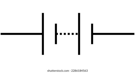 Símbolo de batería de varias celdas en la electricidad. Ilustración vectorial aislada en fondo blanco.