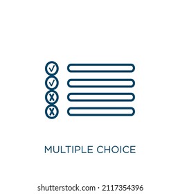 Multiple Choice Icon. Thin Linear Multiple Choice Outline Icon Isolated On White Background. Line Vector Multiple Choice Sign, Symbol For Web And Mobile