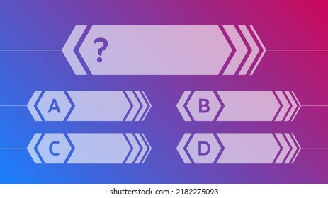 Multiple Choice Quiz Template. Question And Answers Template Form On Gradient Background. Vector Illustration