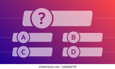 Multiple choice quiz template. Question and answers template form on gradient background. Vector illustration