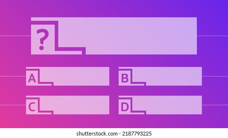 Multiple choice quiz template. Question and answers template form on gradient background. Vector illustration